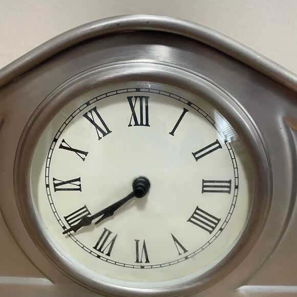 Pottery Barn Brushed Stainless Steel Mantle Clock - Picture 2 of 7